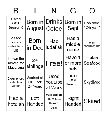 Boss Day Bingo Card