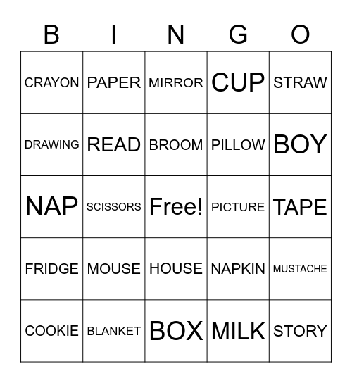 if you give a mouse a cookie Bingo Card