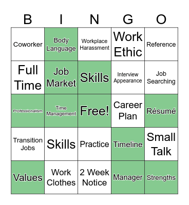 Employment Bingo Card