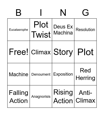 Plot Line Bing! Bingo Card