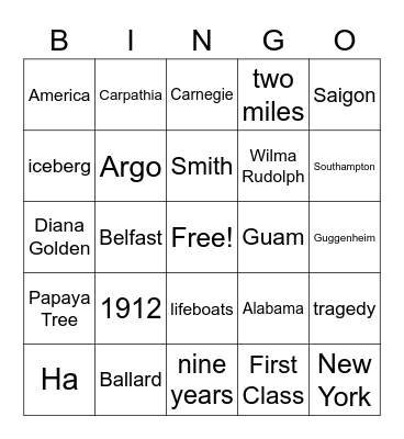 READING CLASS Bingo Card
