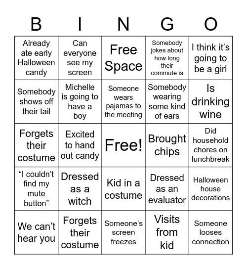 Evaluation Bingo! Bingo Card