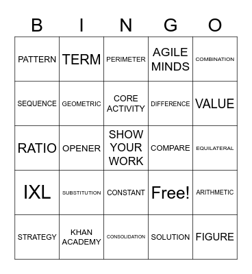 UNIT 1 BINGO Card