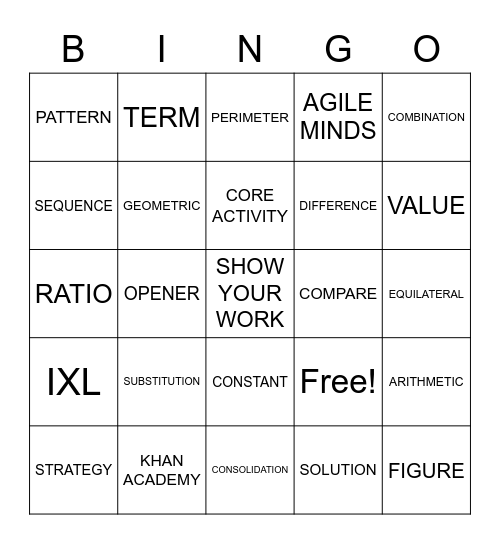 UNIT 1 BINGO Card