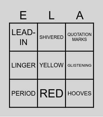 ELA Bingo Card
