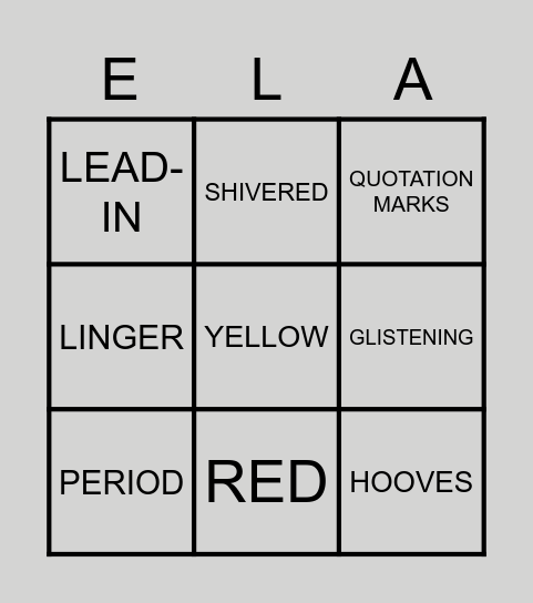 ELA Bingo Card