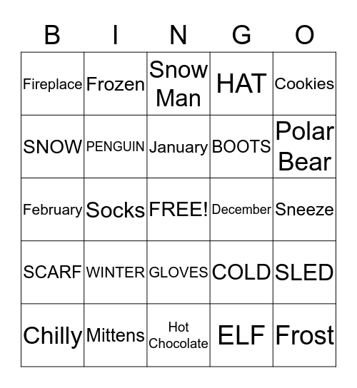 Winter Bingo Card