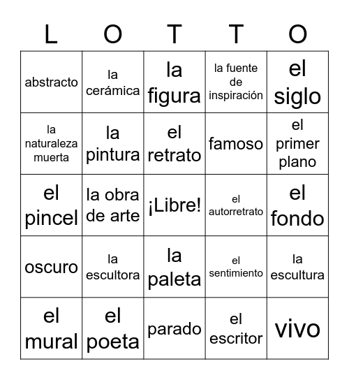 Español 3 Realidades Capítulo 2A Bingo Card