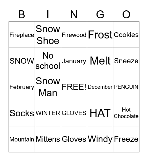 Winter Bingo Card