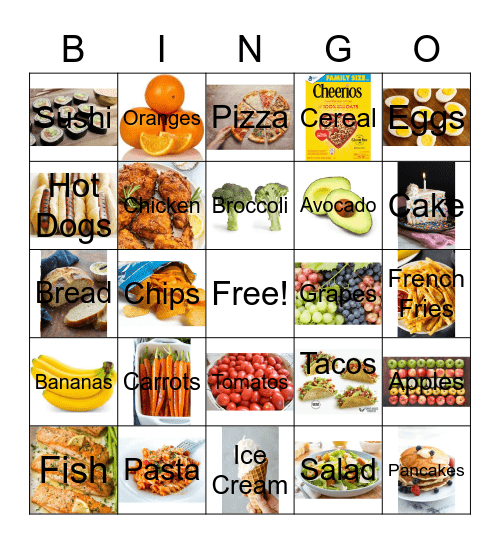 Favorite Food Bingo Card