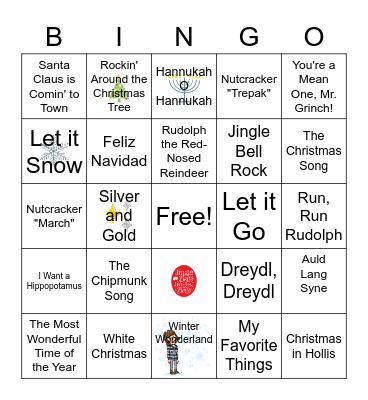 Holiday Music Bingo Card