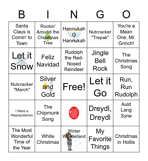 Holiday Music Bingo Card
