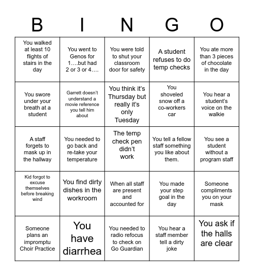 OA Staff Bingo Part 2 Bingo Card