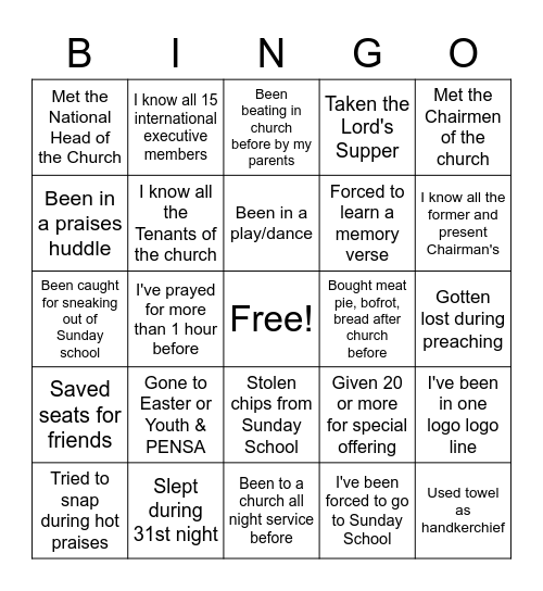 C.O.P BINGO Card