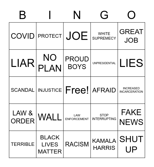 TRUMP &amp; BIDEN Bingo Card