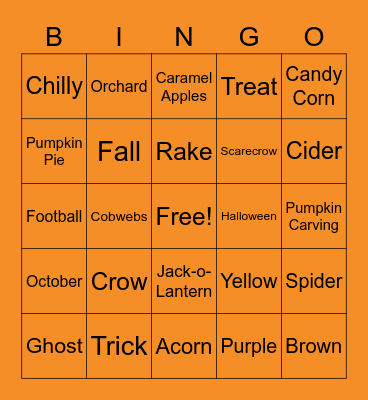 Fall Bingo Card
