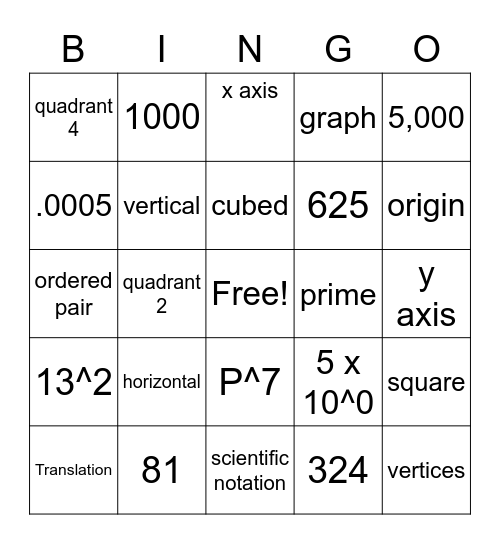 unit 2 Bingo Card