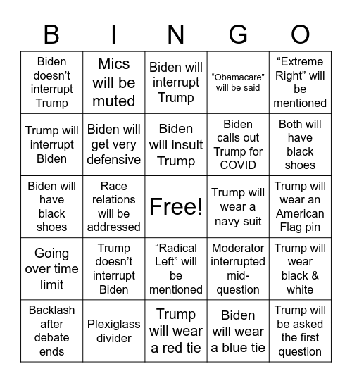 President Bingo Card