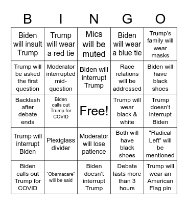 president bingo Card