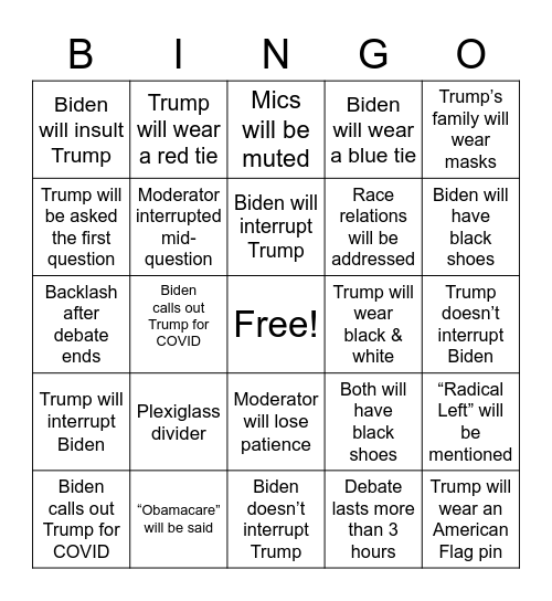 president bingo Card