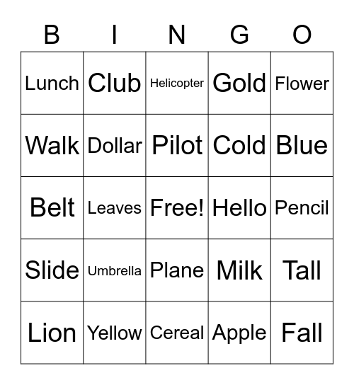 /L/ Bingo Card