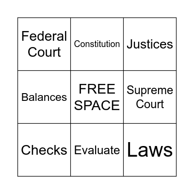 Judicial Branch Bingo Card