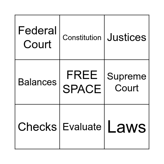 Judicial Branch Bingo Card