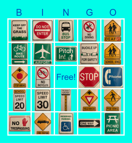 Outdoor Environmental Signs Bingo Card