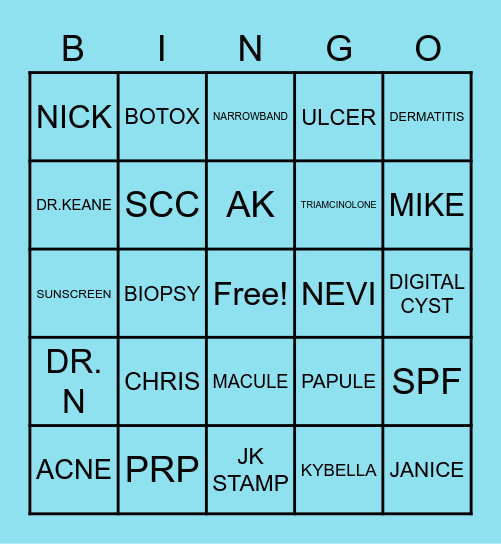 SKINMD BINGO Card