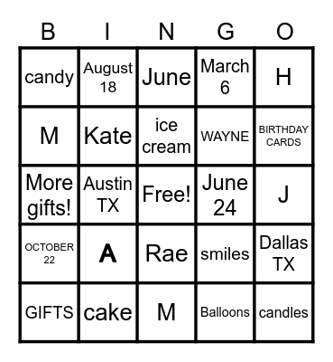 Birthday BINGO Card