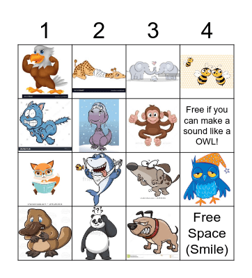 Red Ribbon Week  - Animal Feelings Bingo Kindergarten Bingo Card