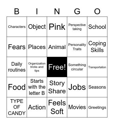 Act/Draw/Describe/Share/Practice Bingo Card