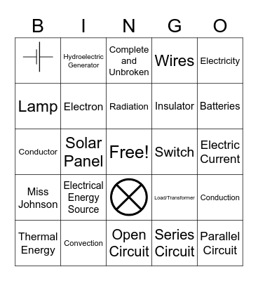 Electric Circuits Bingo Card