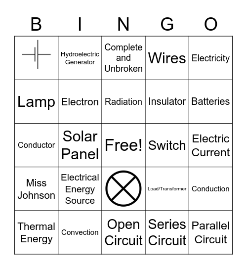 Electric Circuits Bingo Card