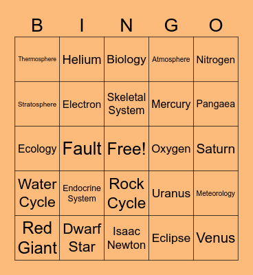 Science Bingo Card