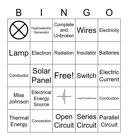 Electric Circuits Bingo Card