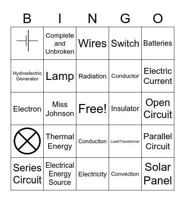 Electric Circuits Bingo Card