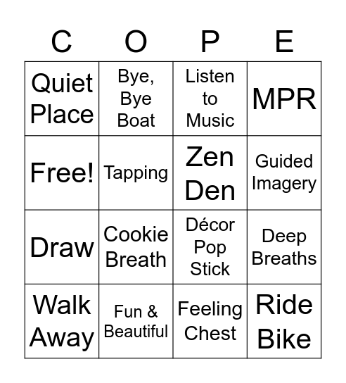 The Binga Board Bingo Card