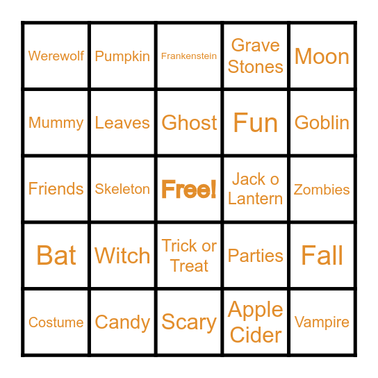 Halloween BIngo Card