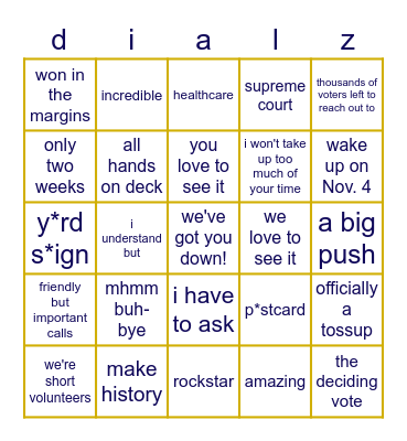 call time bingo bango Bingo Card