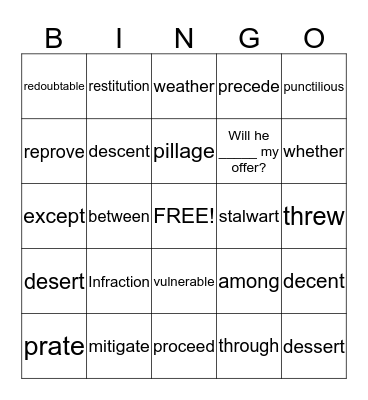 I'm An Idiot Bingo Card