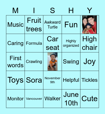 Baby Shower Bingo Card