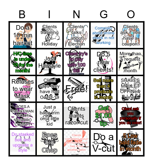 Hair Cuttery Bingo Card