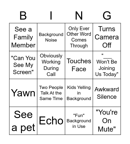 Teams Bingo Card