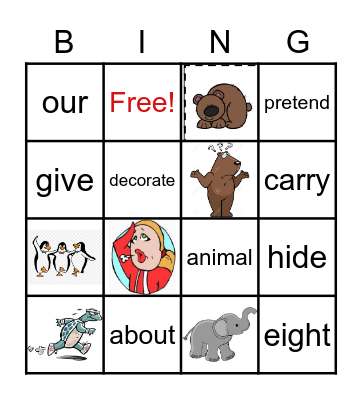 Sight & Vocabulary Words Bingo Card