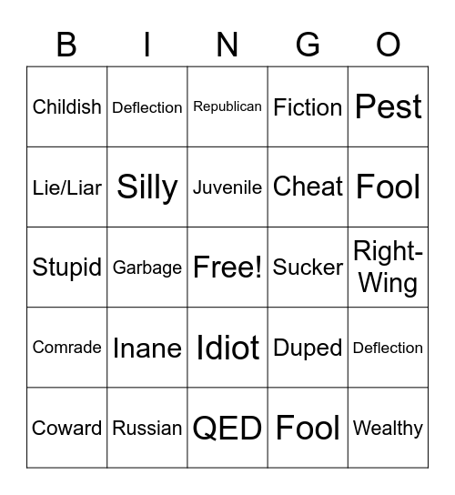 Mepete Troll Comment Bingo Card