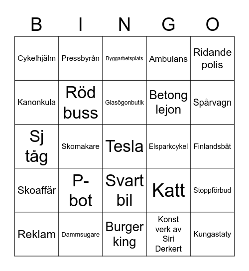 Stadshajks Bingo Card