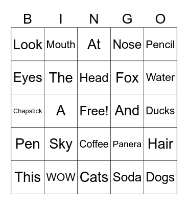 Test Bingo Card