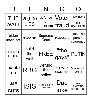 Presidential Debate! Bingo Card