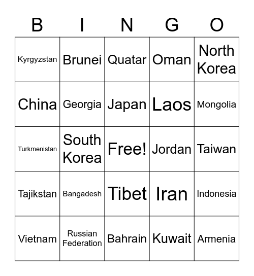 Flags Bingo Card